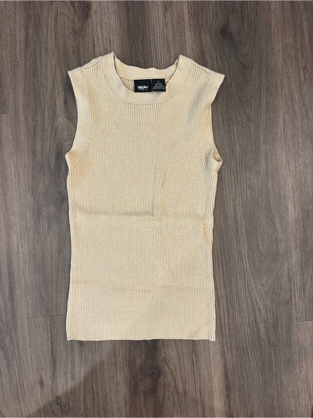 Mossimo Cream Ribbed Sleeveless Tank Top